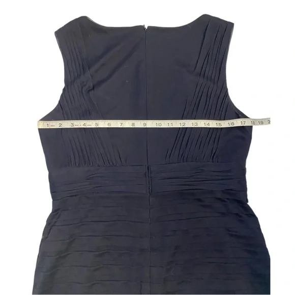 Adrianna Papell Navy Blue Lace Detail Tiered Dress Sleeveless Formal Size 14 - Picture 9 of 11